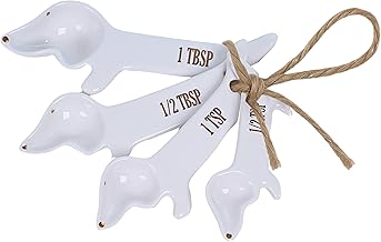 Dachshund Measuring Spoons Set - Unique Dog Measuring Spoons Ceramic Dachshund Decor - Weiner Dog Gifts for Women - Cute Kitchen Accessories Baking Gifts - Fun Daschund Measure Spoon Items (Set of 5)