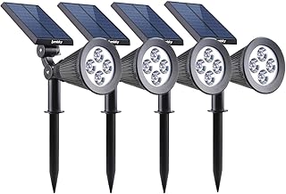 Lumisky SPIKY Set of 4 Solar Spotlights 2-in-1 Spotlight for Staking or Fixing Powerful Dimmable LED White Light Height 42 cm