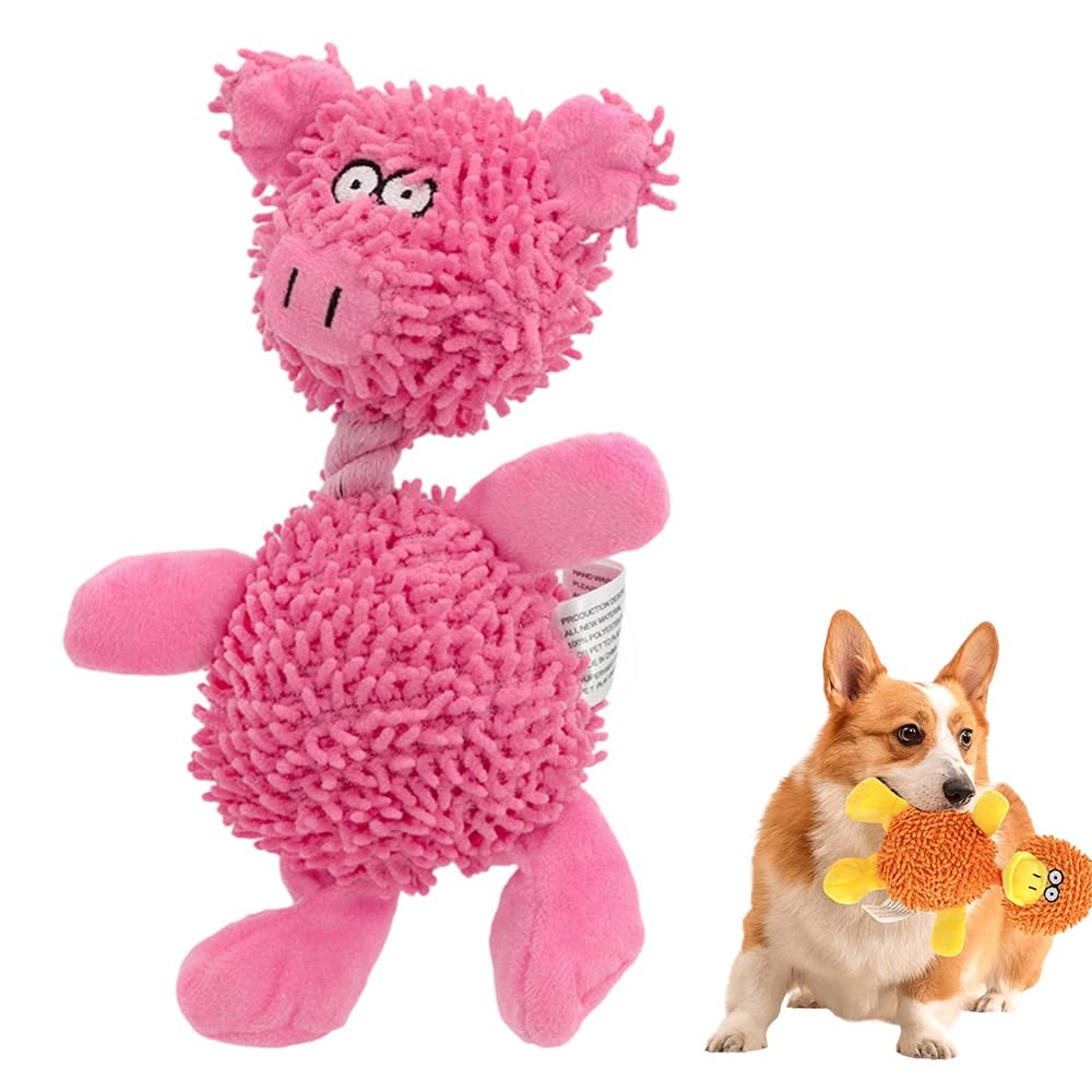 Indestructible Dog Toys, 2026 New Dog Toys for Aggressive Chewers, Stuffed Animal Dog Plush Chewing Toy, Interactive Dog Squeak Toys for Puppy, Small, Medium, Large Dogs (Pink)