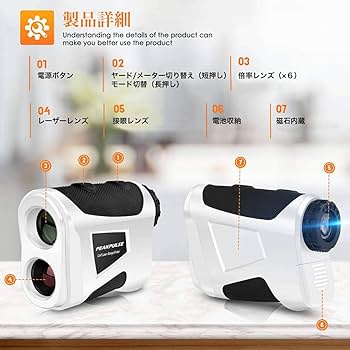 ゴルフ距離計 レーザー　手ブレ補正　距離測定器 PEAKPULSE　白 wakatakeshopping_golf-ba