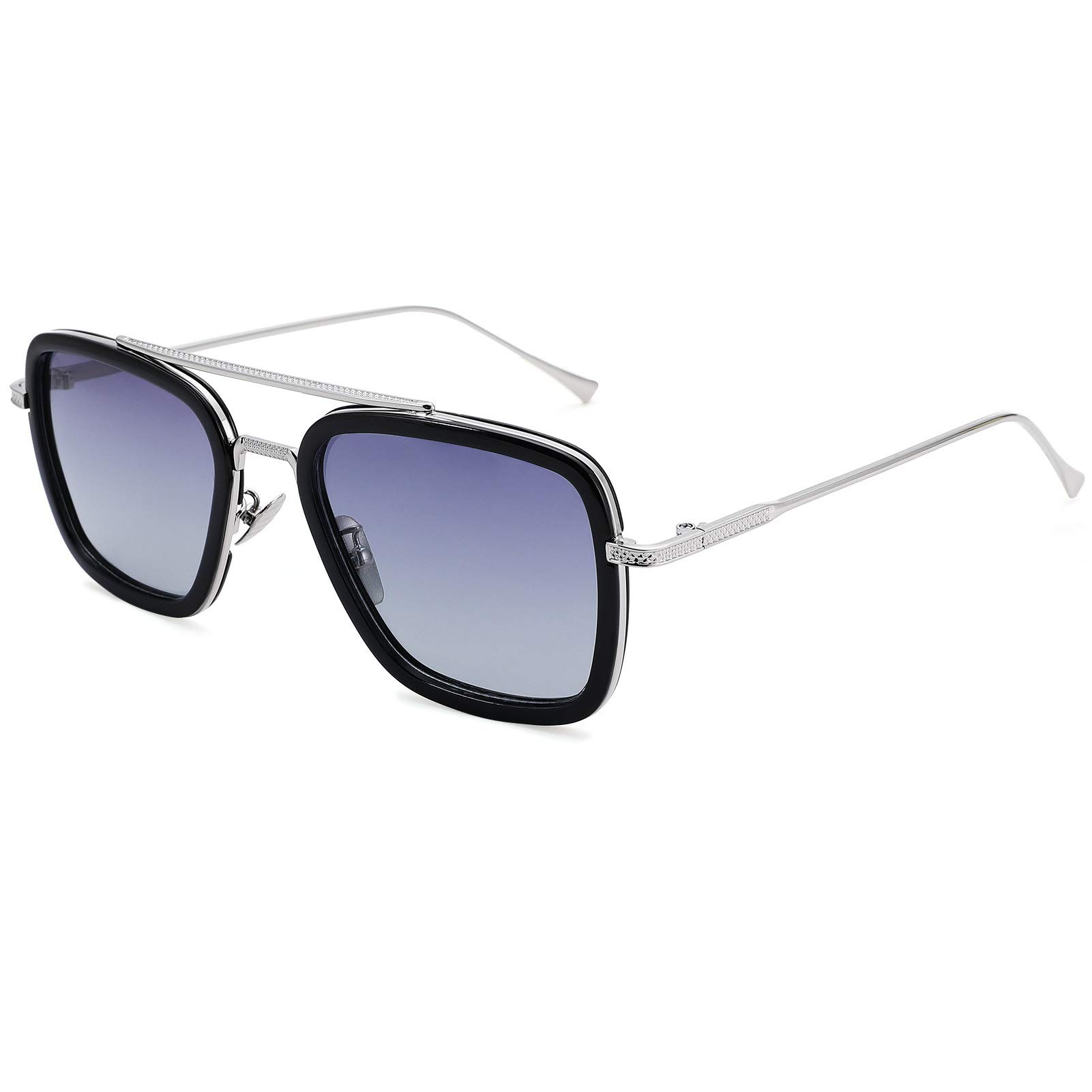 NULOOQ Tony Stark Occhiali da sole polarizzati per uomo - donna vintage Aviator Square Metal Frame Iron Man Edith Occhiali