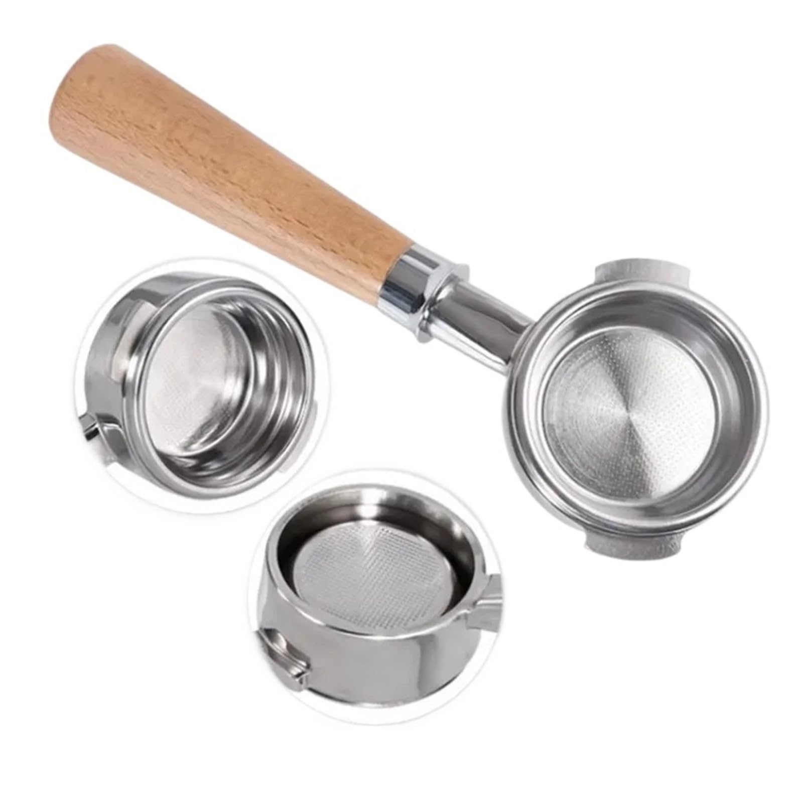 Compatible Con Nuova Simonelli, Cafetera, Portafiltro Sin Fondo De 58 Mm Con 2 Tazas, Cesta De 58 Mm, Mango De Filtro De Café(Red Rosewood 1pc)