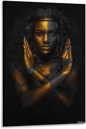 Cuadros Modulares Decoración De Pared Decoración Del Hogar 3 Unidsset Africano Negro Mujer Póster Para Sala De Estar Hd Impreso Lienzo Pintura