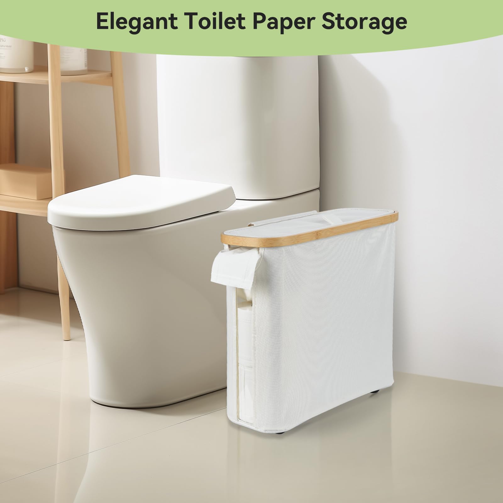 Cozary Contenitore Porta Carta Igienica con Coperchio – Organizer Bagno Pieghevole, Cestino Portaoggetti Salvaspazio, Impermeabile, 25L, 43x35x17cm