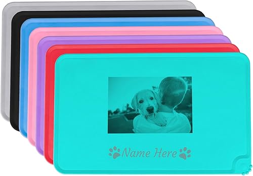 OXYEFEI Tapete personalizado de comida para perros y gatos, tapete para perros para comida y agua, tapete de silicona para tazones de comida para
