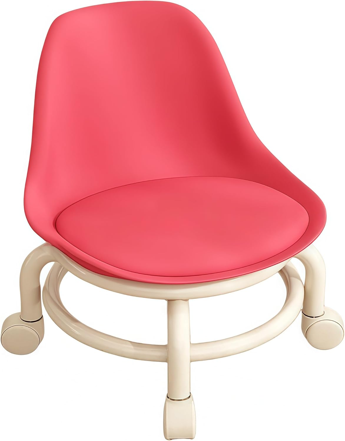 Pulley Pedicure Chair, Low Stool with Backrest Pulley, Ergonomic Low Rolling Stool for Home Cleaning, Office Step Stools, Laundry, Office, Garage, Spa, Shop, Salon
