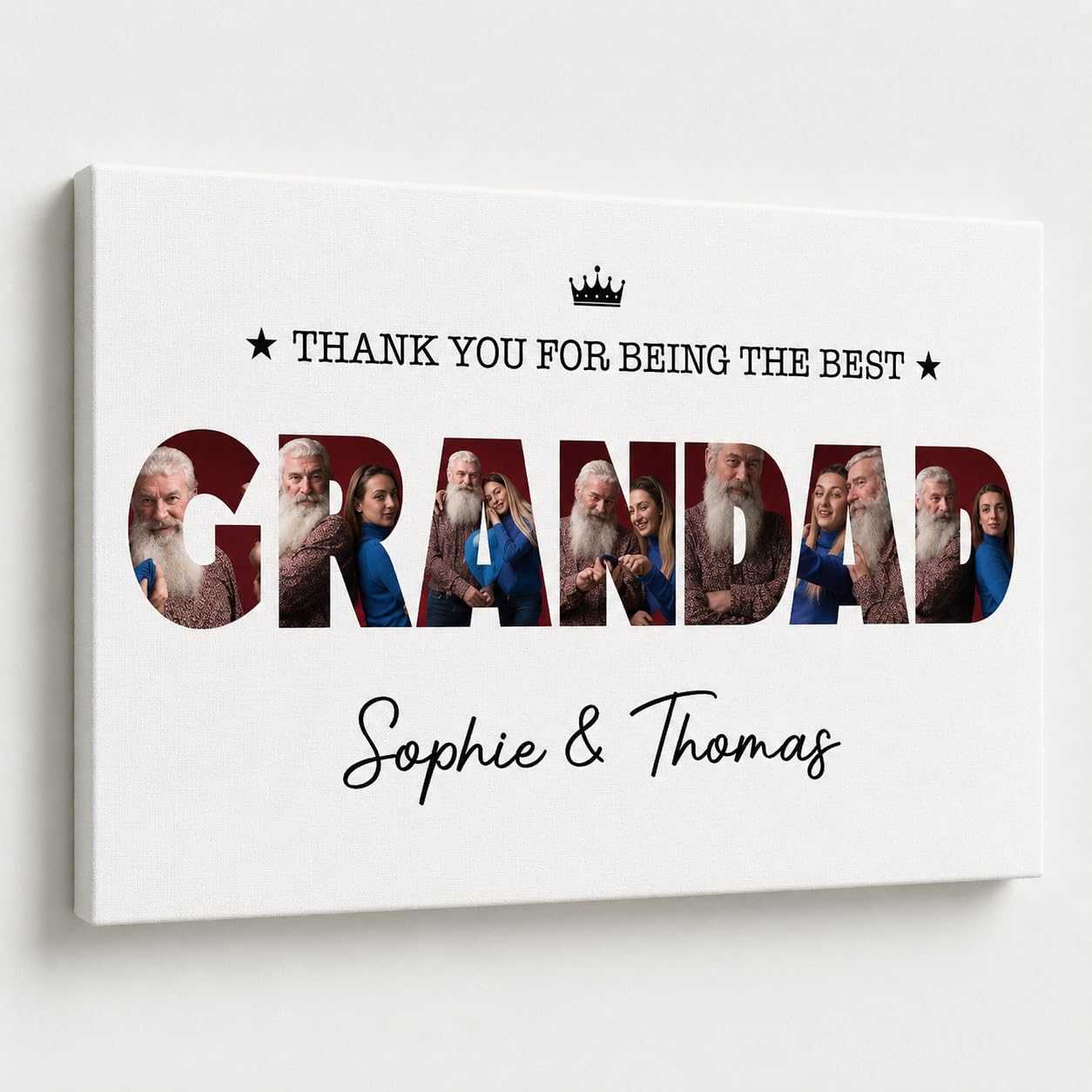 Star Online Personalised Father's Day Photo Canvas Print, Gift for Grandad from Grandchildren Thank You For Being The Best Grandad Keepsake Birthday Present