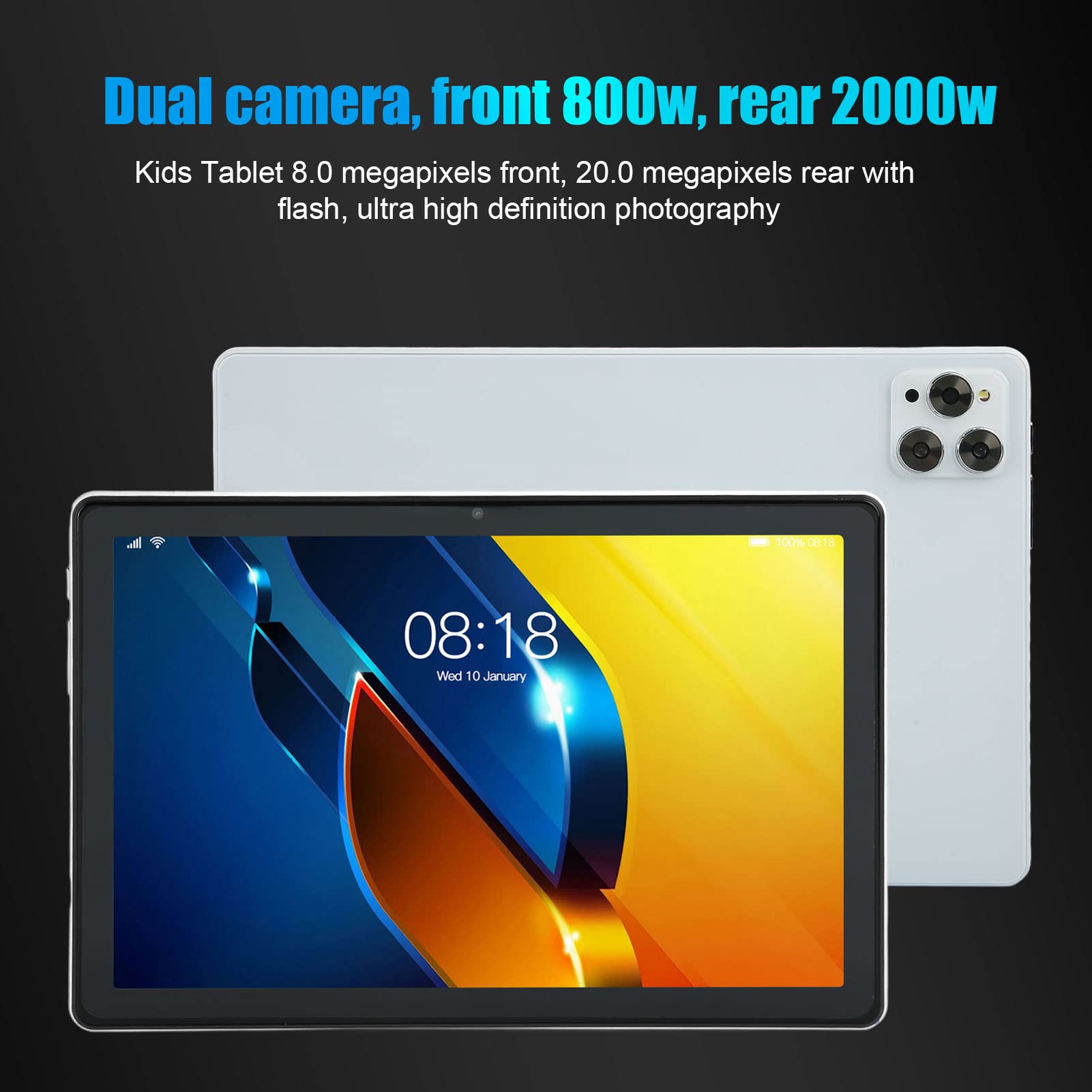 10-Calowy Tablet, 6 GB RAM 128 GB ROM 10-Rdzeniowy Tablet do PołąCzeń Telefonicznych, 2.4G 5G Dual Band WiFi Type C, WyśWietlacz IPS HD, Bateria 8800 MAh, PodwóJne Aparaty 8MP 20MP