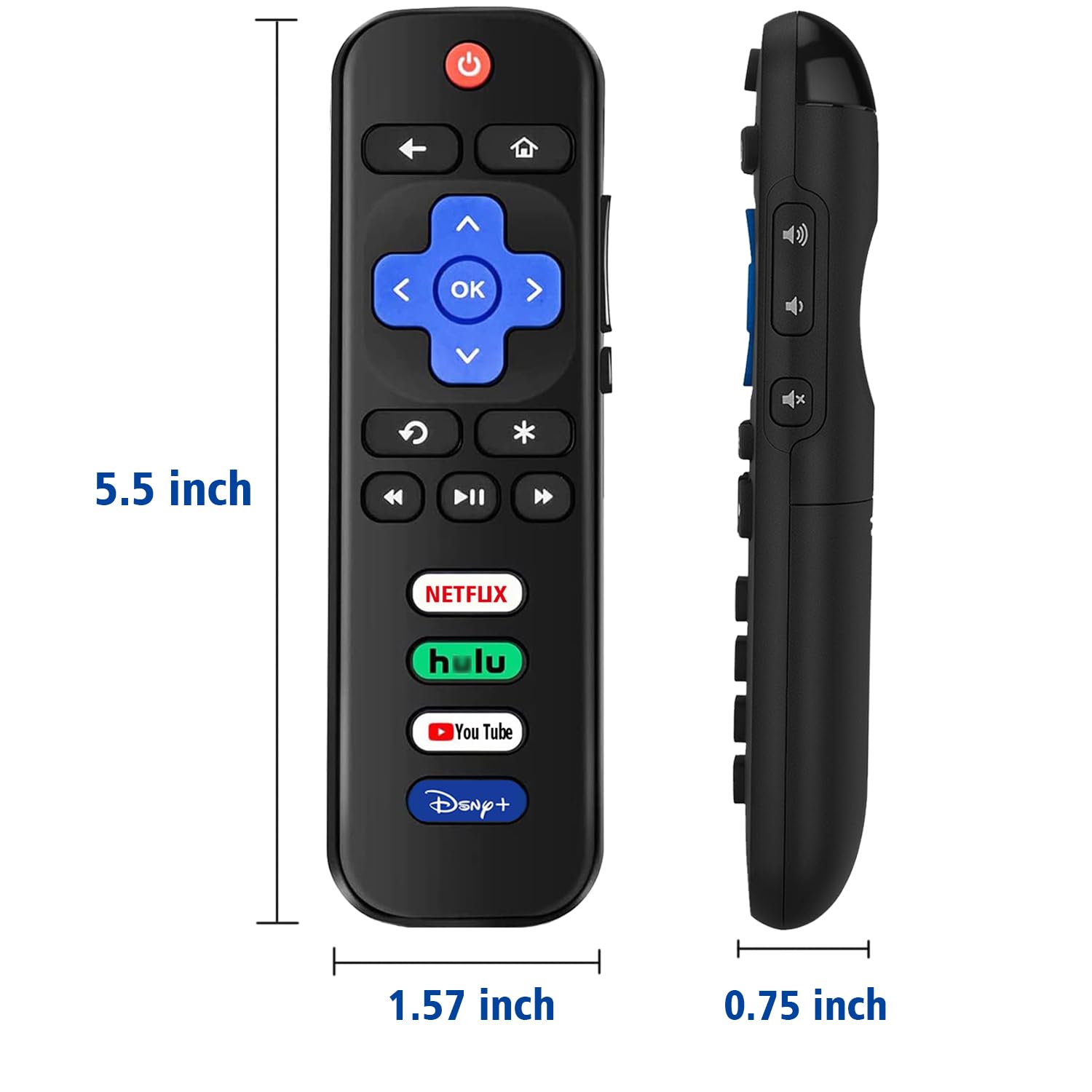 Uniwersalny pilot zastępczy do telewizora Roku, kompatybilny z telewizorami TCL/Onn/Hisense/Philips/Sharp/Westinghouse/Insignia itp. R0KU (nie do RokuStick i Box)