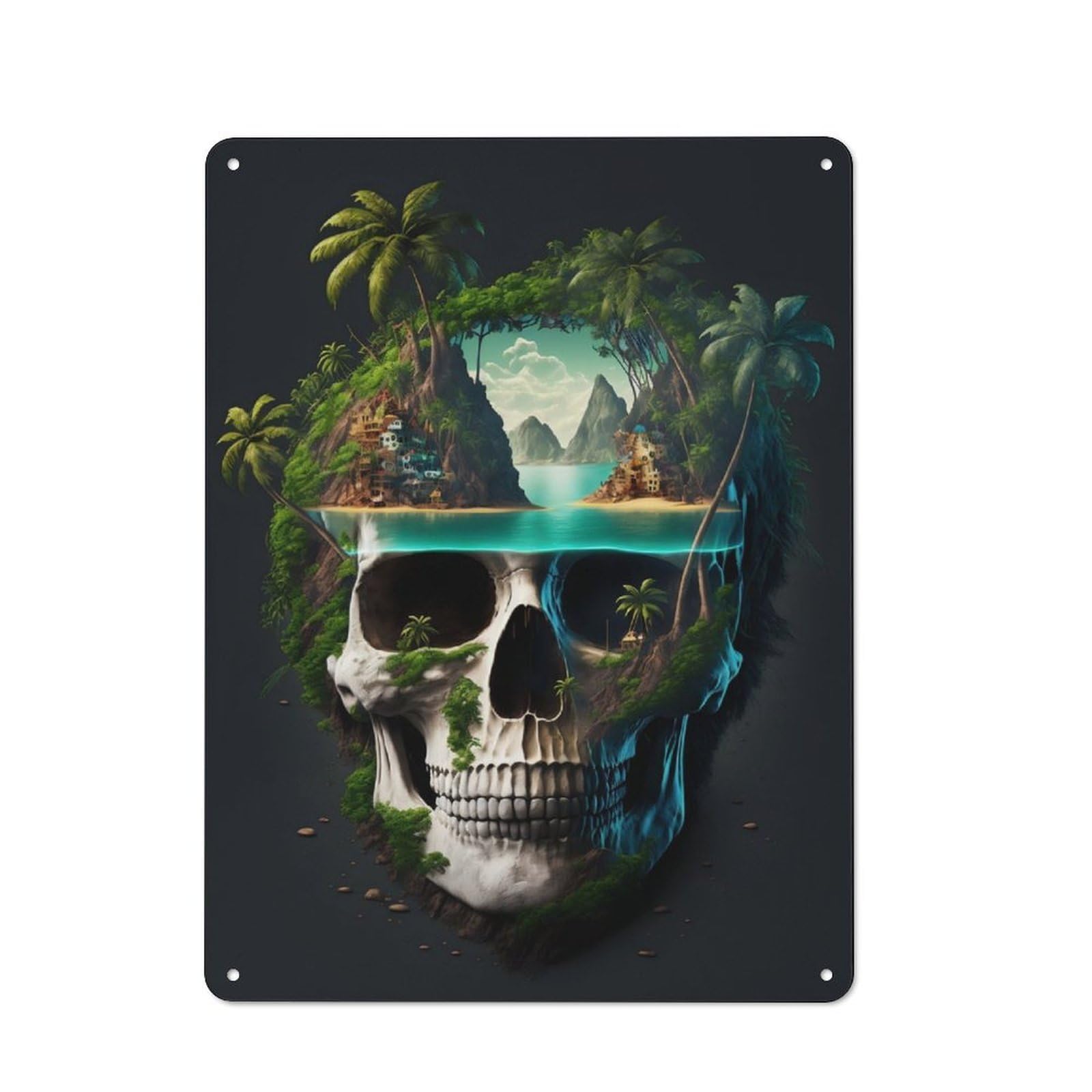 Junmoney Pirate Skull Rustic Tin Sign 40X30cm For Café Or Restaurant, A Decorative Christmas Gift For Hospitality Interior Collectors