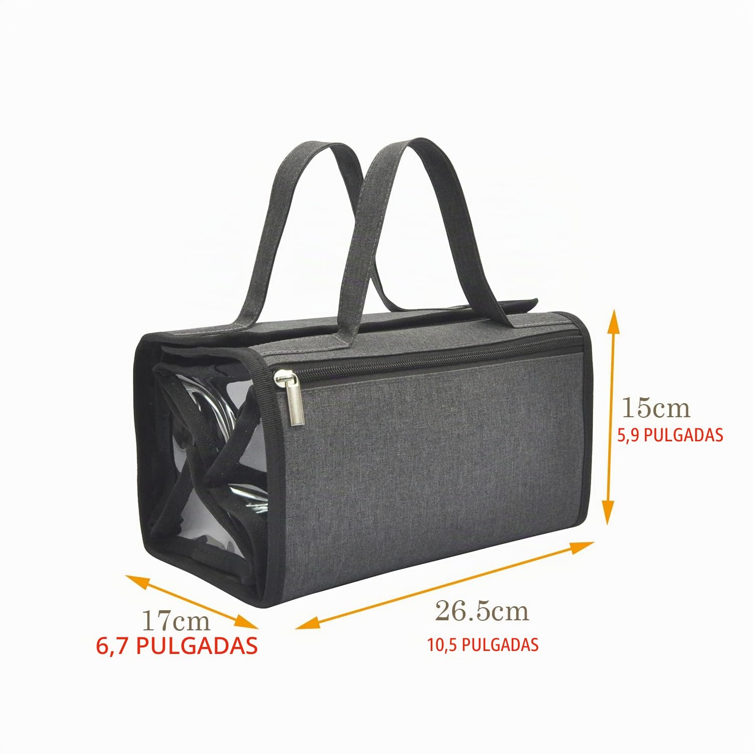 Neceser de viaje de poliéster ecológico de gran capacidad, bolsa de cosméticos 4 en 1, organizador de almacenamiento de maquillaje enrollable con 4 bolsas extraíbles desmontables de PVC transparente y