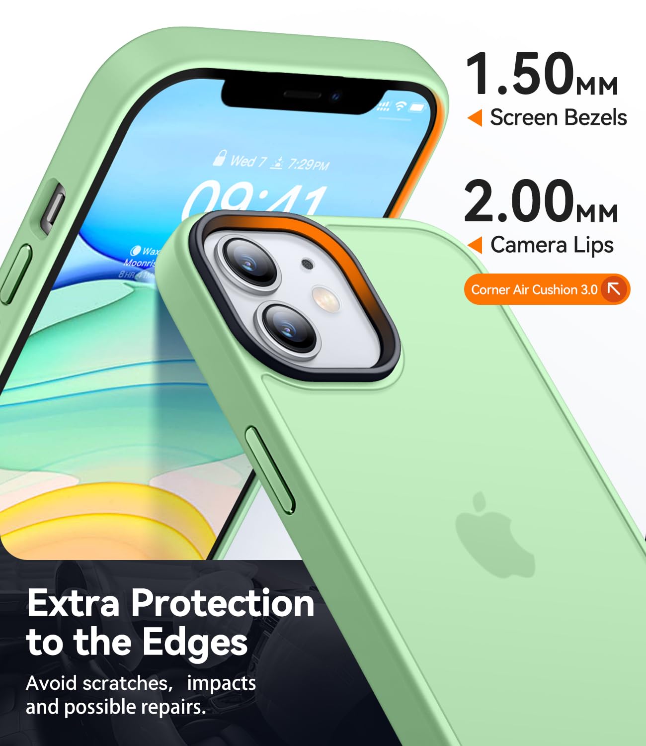 CANSHN Cover Opaca per iPhone 11, [Bordi Quadrati] Custodia Traslucida Opaca Protettiva Sottile Antiurto per iPhone 11 6,1 pollici - Verde Chiaro