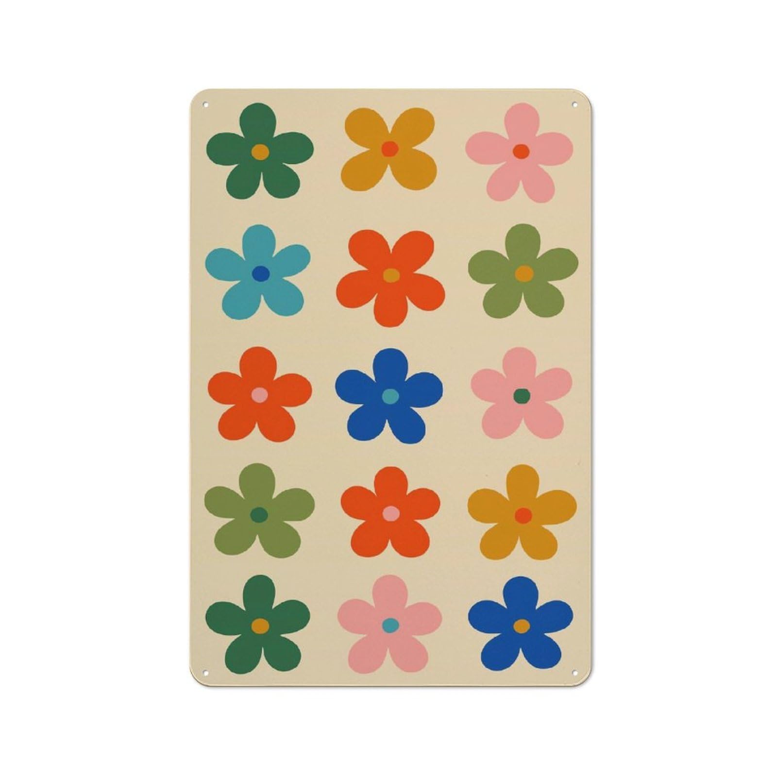 Retro Floral Pattern Retro Tin Wall Plaque 30x20cm for Hobby Room Or Studio, for Garage, Workshop And Man Cave Decoration