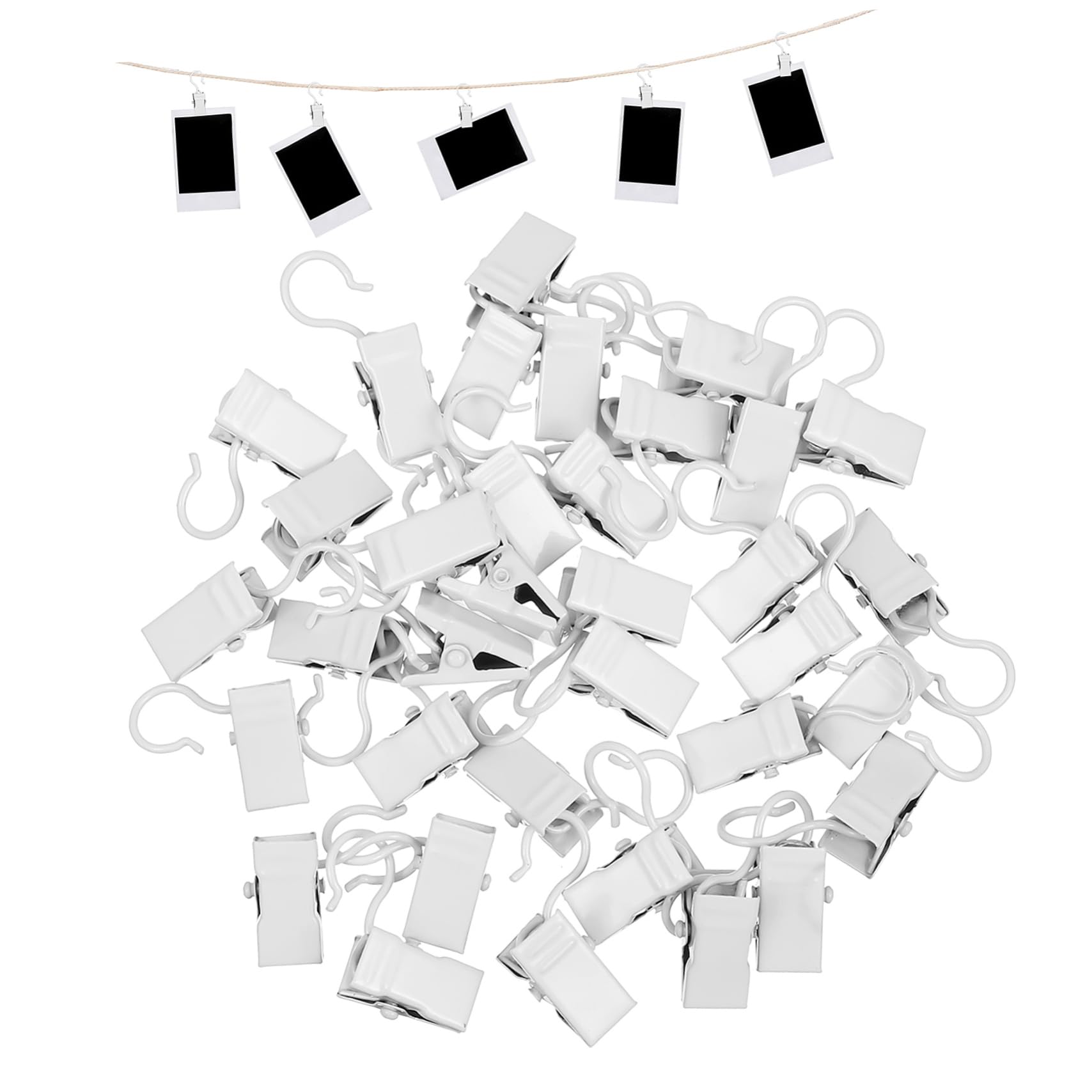 Amosfun 200 Stk Clips Rostfrei Heringe Kleiderbügel Haken Mit Clip Faltbar Netz Schwenken Gardinenklammern Mit Haken Aufhänger Kleiderklammern Pavillon Klar Gardinenhaken Poster Eisen Weiß