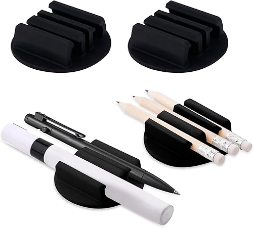 4 soportes adhesivos de silicona para bolígrafos, juego de clips para rotuladores para portapapeles de escritorio y otras superficies planas, disponible en Yaxa Peru