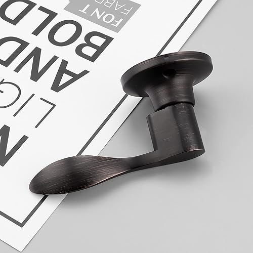 Miniatura 5 de GOBEKOR Paquete de 2 manijas de puerta simuladas de bronce aceitado para zurdos, manijas de puerta onduladas, cerradura sin giro, manijas de puerta