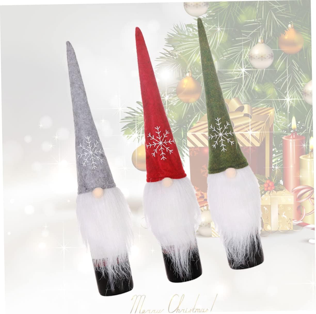 3pcs Christmas Wine Bottle Cover Decorative Cloth Xmas Table Accessories