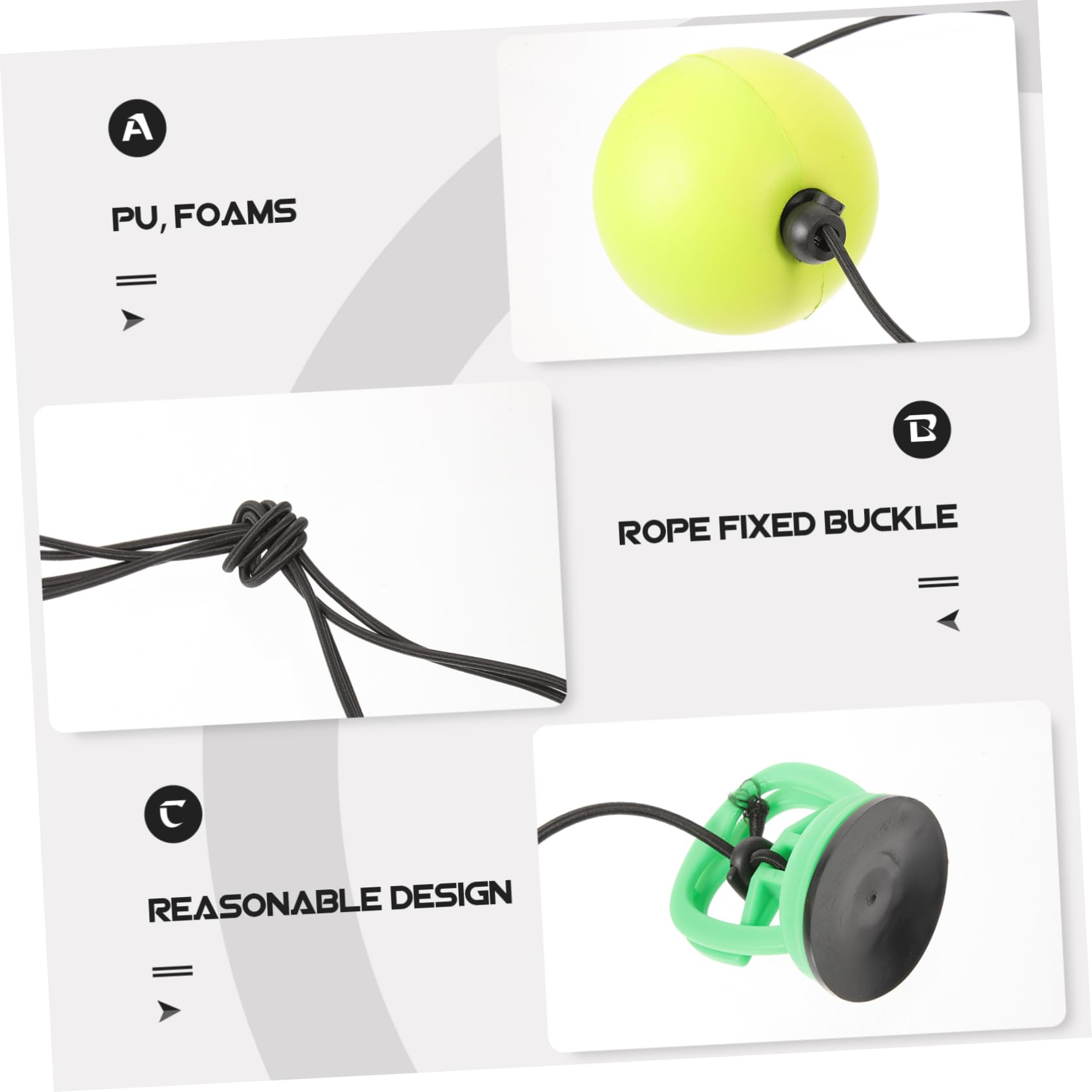 ibasenice Hochleistungs Speedball Trainingsball Pu Schaum mit Saugnapf Seilverstellung Boxball für Boxtraining Fitness und Schlaggeschwindigkeit