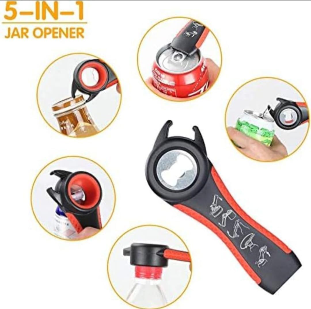 Jar Opener for Weak Hands, Seniors with Arthritis, 5 in 1 Multi Function Bottle Opener Lid Opener Jar opener.