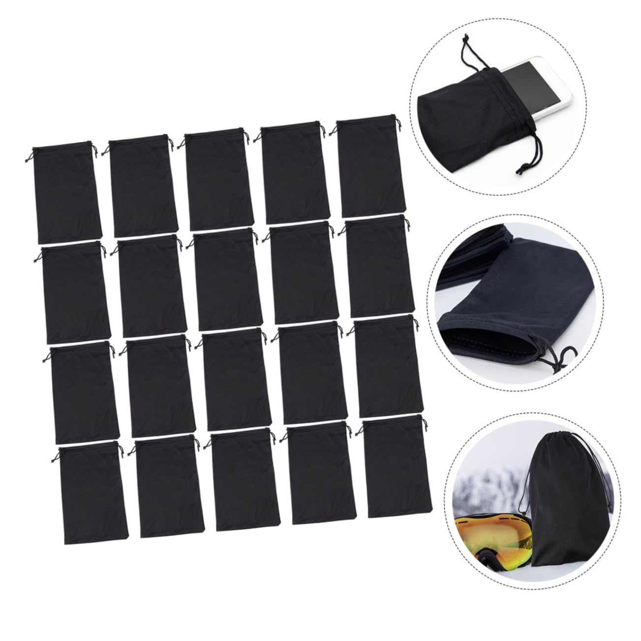 Sosoport Kordelzugtasche Für Sonnenbrillen Sonnenbrillenetui Kinderbrille Gehäuse Sonnenbrillentasche Schnee Taschen Goggle Schlankes Brillenetui Gläser Black Flanell