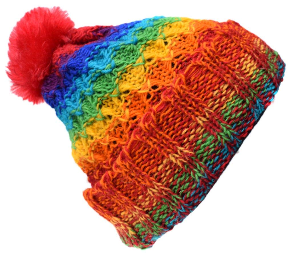 Gheri Woolen Knitted Fleece Lined Pom Pom Bobble Hat J
