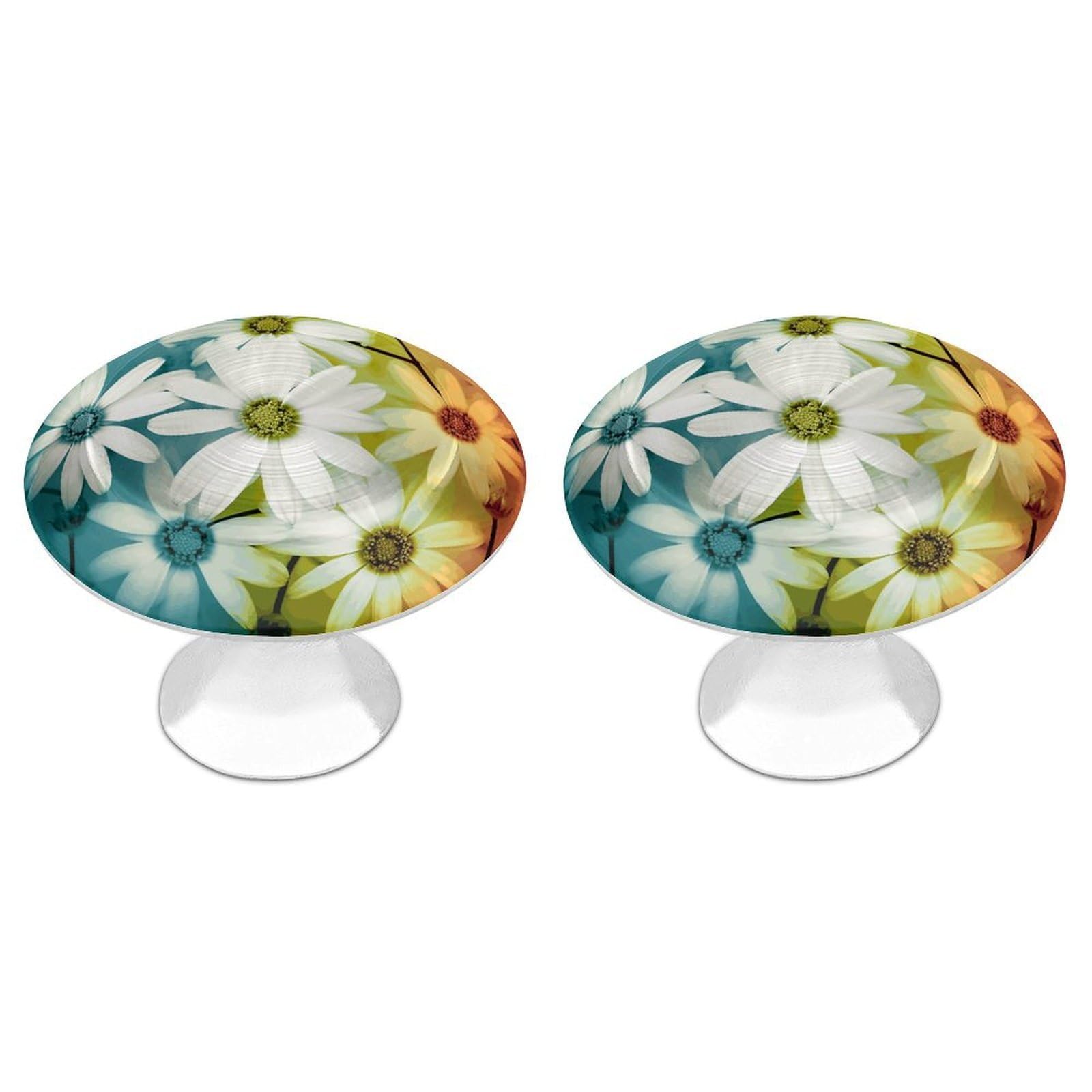 Vstadank Style Daisy Flowers In Different Featured Framed Drawer Pulls Sturdy Stainless Steel Door Handle Round Cabinet Knobs Fashion Dresser Drawer Knobs Door Pulls Exquisite Cabinet Handles Furniture Pull 2Pcs