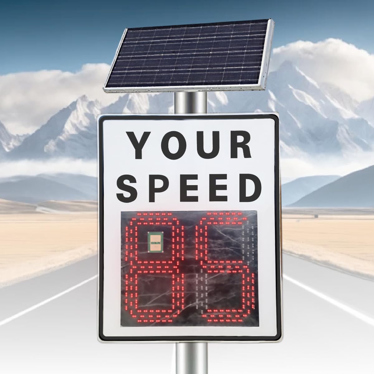 Señal De Advertencia De Velocidad De Radar Solar LED, Dedicada para Uso En Exteriores, Medición De Velocidad Precisa, Advertencia De LED De Alto Brillo, Alimentada por Energía Solar