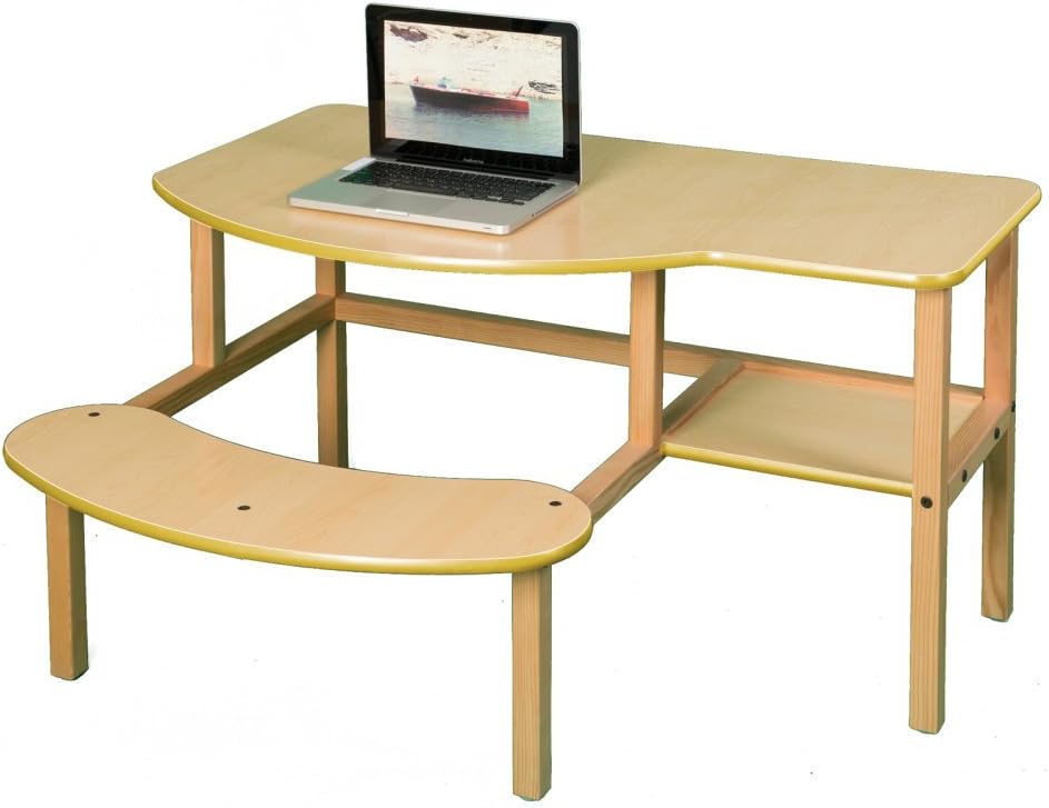 Grade School Buddy Manufactured Wood 23" Computer Desk Trim Color: Yellow, Finish: Maple
