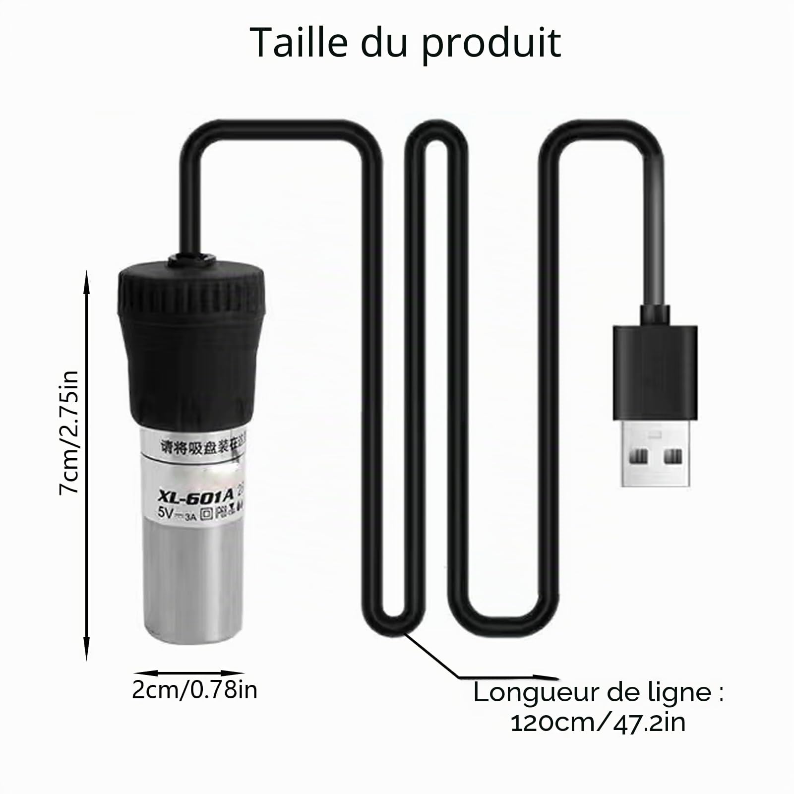 Bâton chauffant d'aquarium USB 5 W, chauffage d'aquarium avec design de sécurité robuste, contrôle automatique de la température, chauffage d'aquarium, conçu pour les petits aquariums d'eau salée et