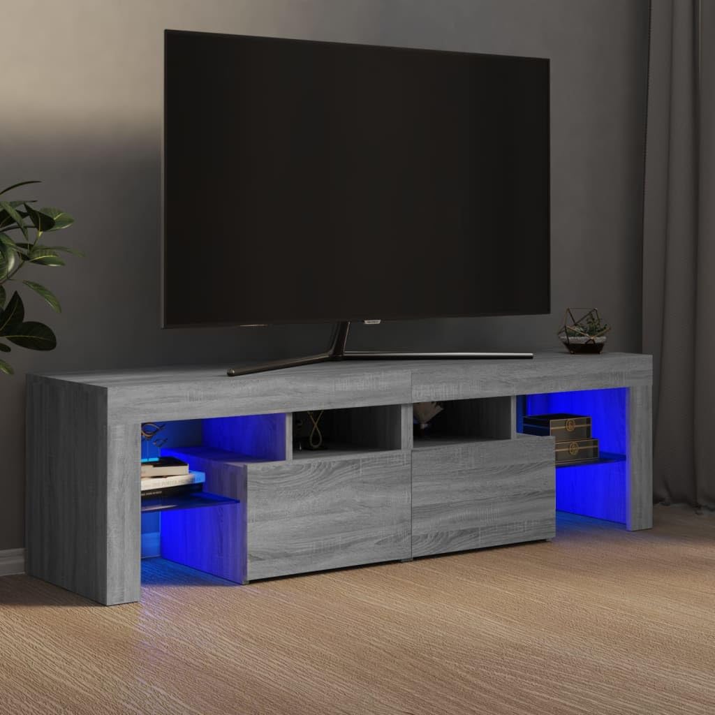 Meuble TV LED gris Sonoma pour éliminer le désordre des câbles