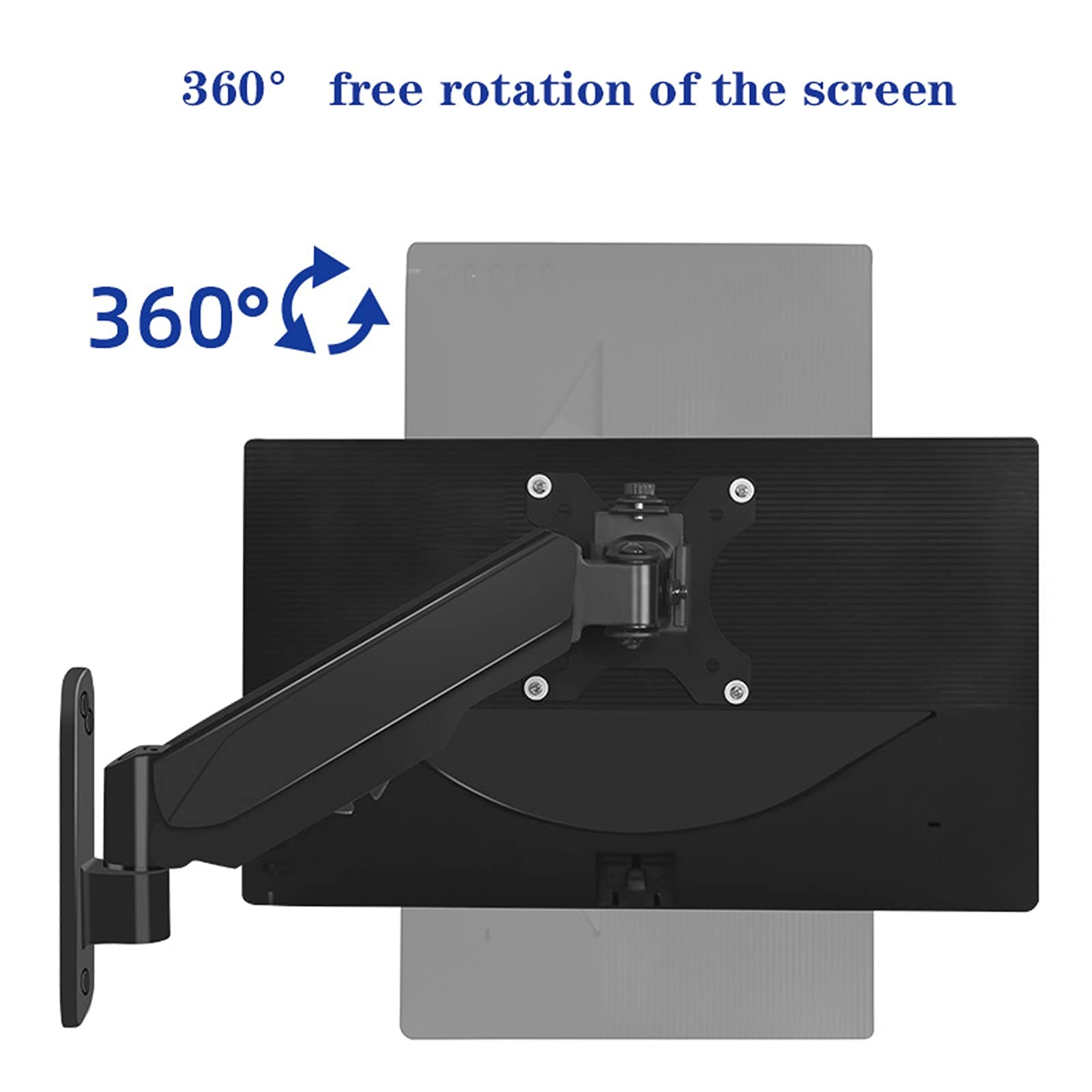 Support de bureau pour moniteur Support de moniteur simple noir, support mural for moniteur, bras de support de moniteur à ressort à gaz réglable de 17 à 32 pouces, peut contenir jusqu'à 17,6 lb Suppo