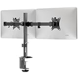 Dual Monitor Arm, Full Motion Desk Mount for 2 Screens up to 32” and 19.8 lbs Each, Tilt Swivel Rotate, VESA 75x75 & 100x100, Adjustable Dual Screen Stand with C-Clamp or Grommet