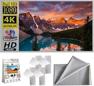 Metallic Anti Light Projector Screen Outdoor 4k HD 16:9 Projection Screen Indoor Portable Foldable Ambient Light Rejecting Daytime Wall Mount Wrinkle-Free Fast Setup for Home Theater (Slim#1, 92in)