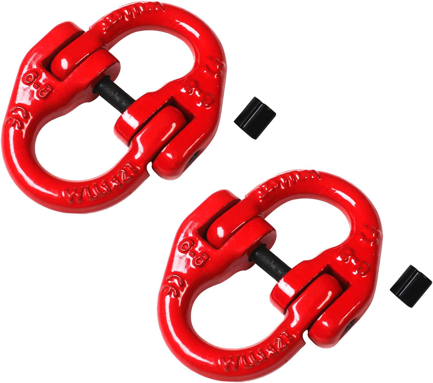 G80Alloy Steel Hammerlock Coupling Link Connecting Link, 1/4", Red Painted, 2645 lbs Working Load Limit, 2 Pack