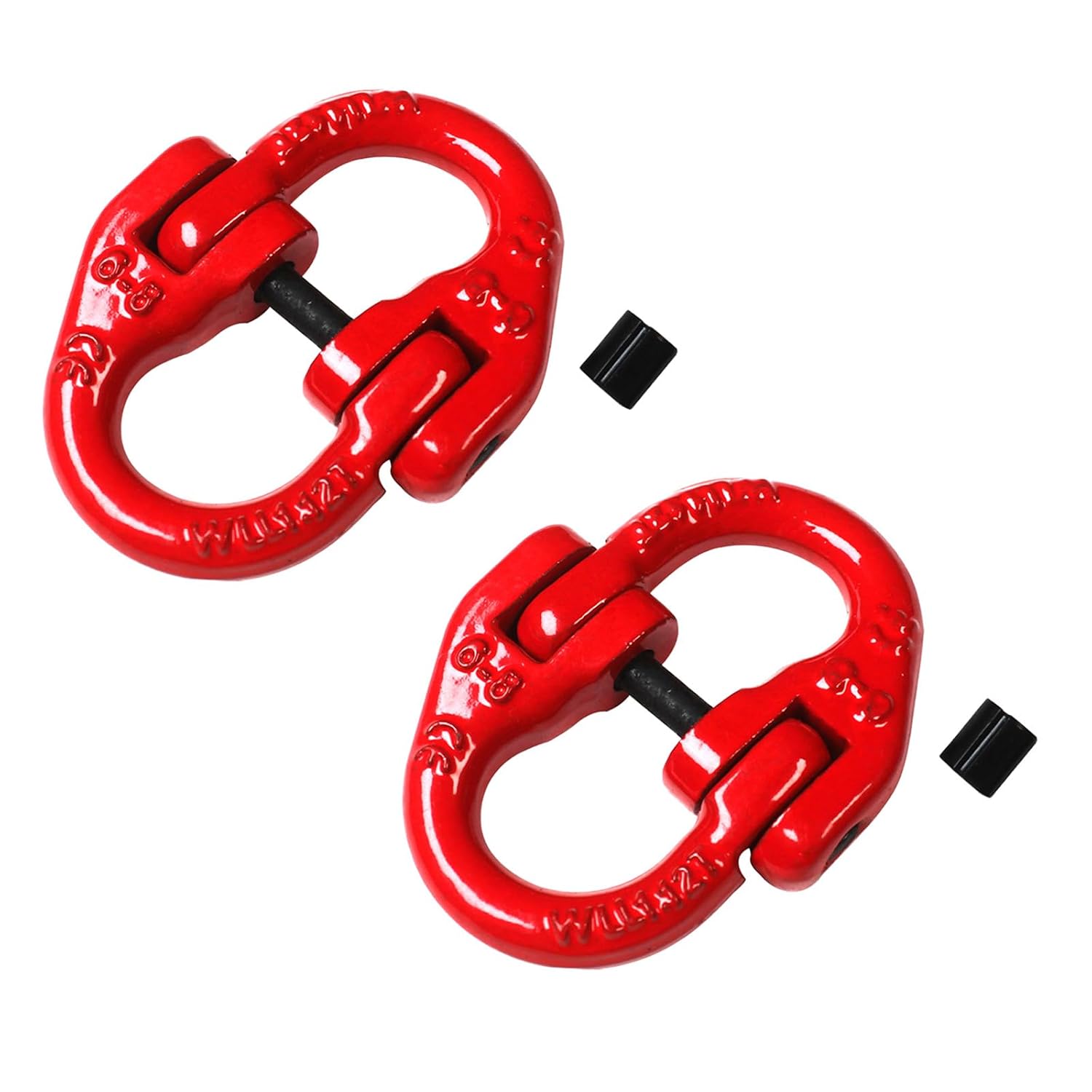 G80Alloy Steel Hammerlock Coupling Link Connecting Link, 1/4", Red Painted, 2645 lbs Working Load Limit, 2 Pack