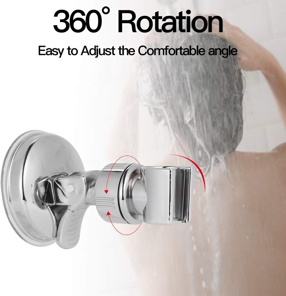 Universal Adjustable Hand Shower Holder Suction Cup Full Plating Rail Bathroom Bracket Stable Rotation