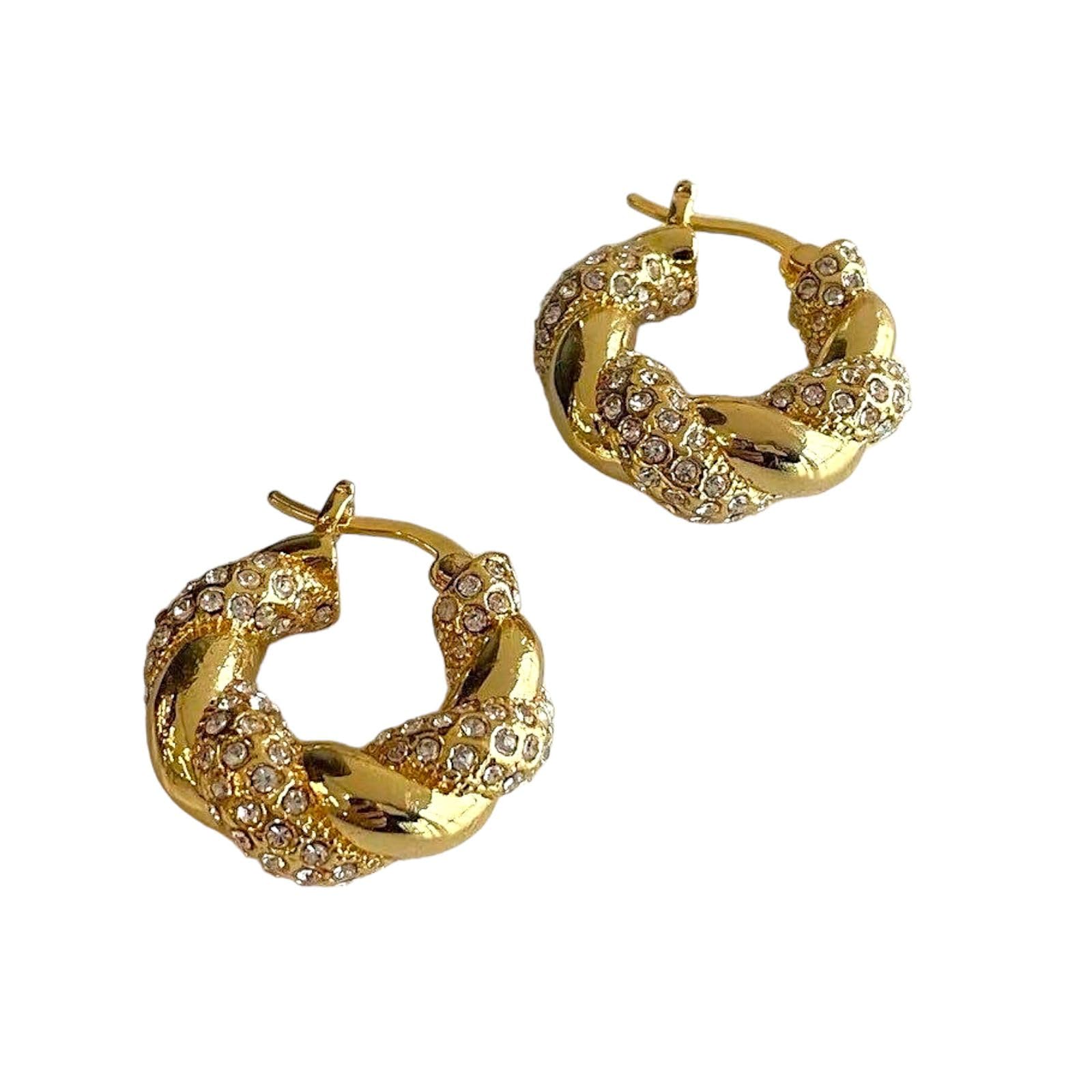 AHVI JEWELLERY Twisted Zirconia Studded Small Hoops Earrings for Women Stylish | Tarnish Free Jewellery for Girls, Hinged Hoop Earrings for Women Stylish (B0D9QRR59M) Amazon Price History, Amazon Price Tracker