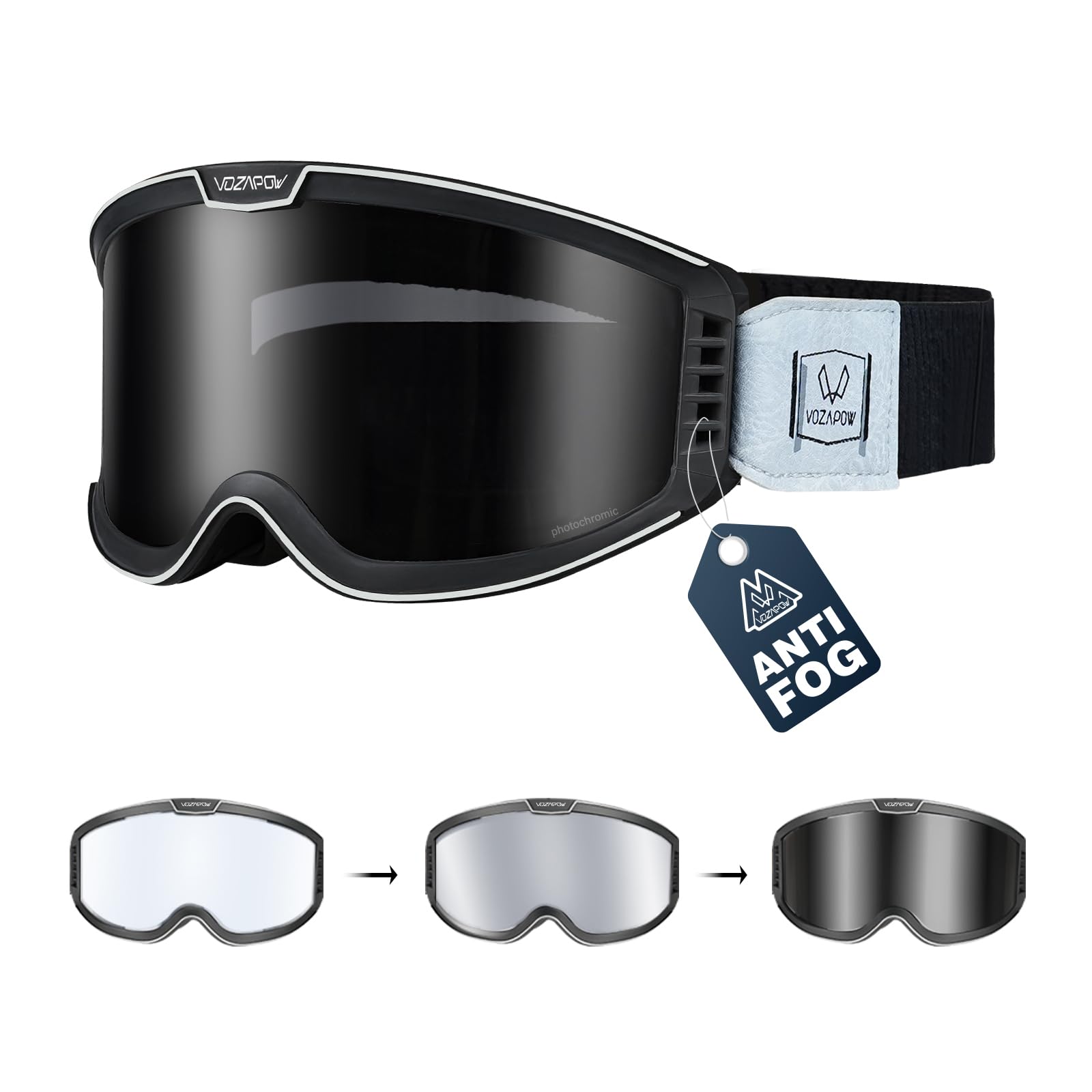 Photochromic Motorcycle Goggles Anti Fog OTG