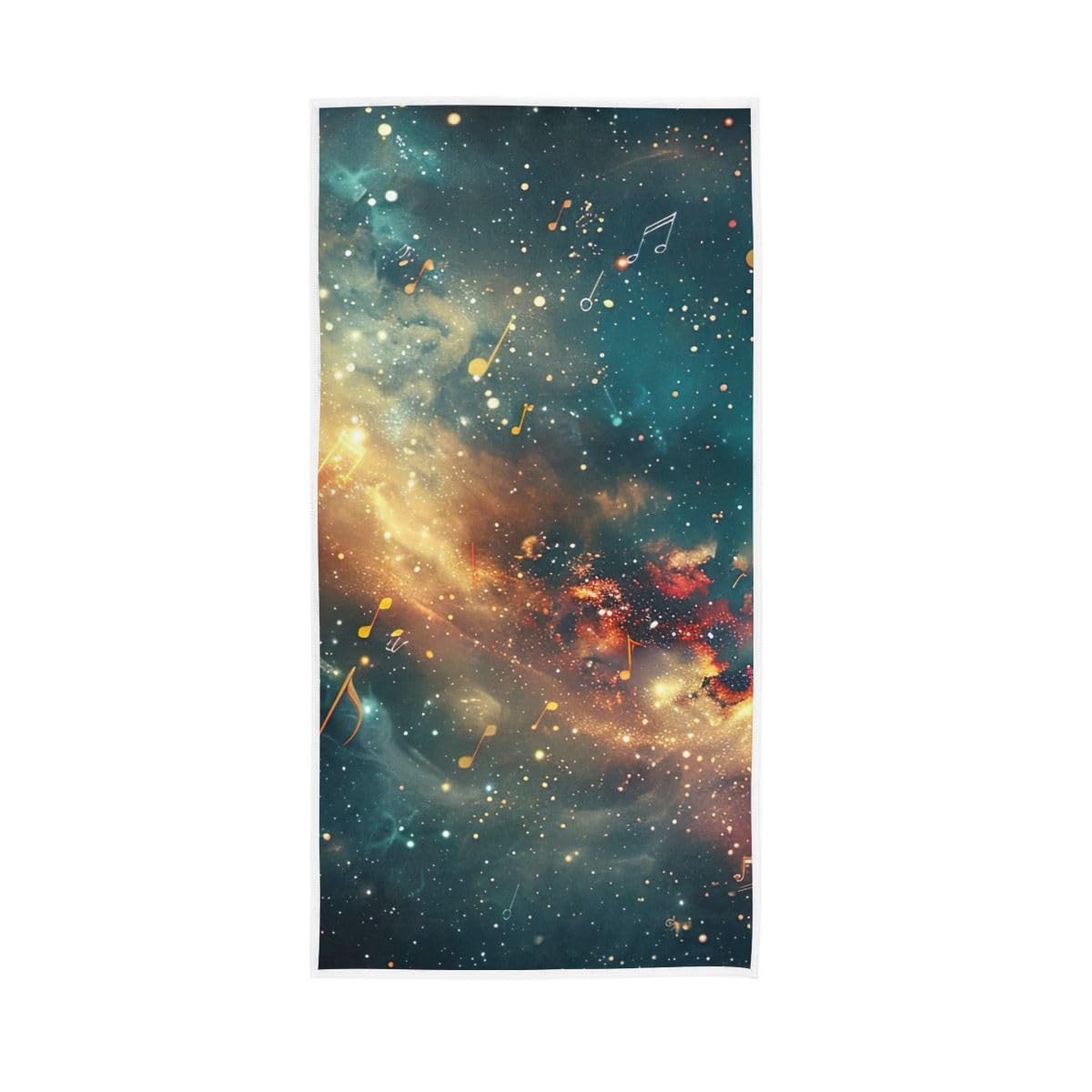 HUYGD Musical Notes and Galaxy Hand Towel, Cotton Hand Towels for Bathroom, Gym, Hotel, Spa 15 x 30 Inches
