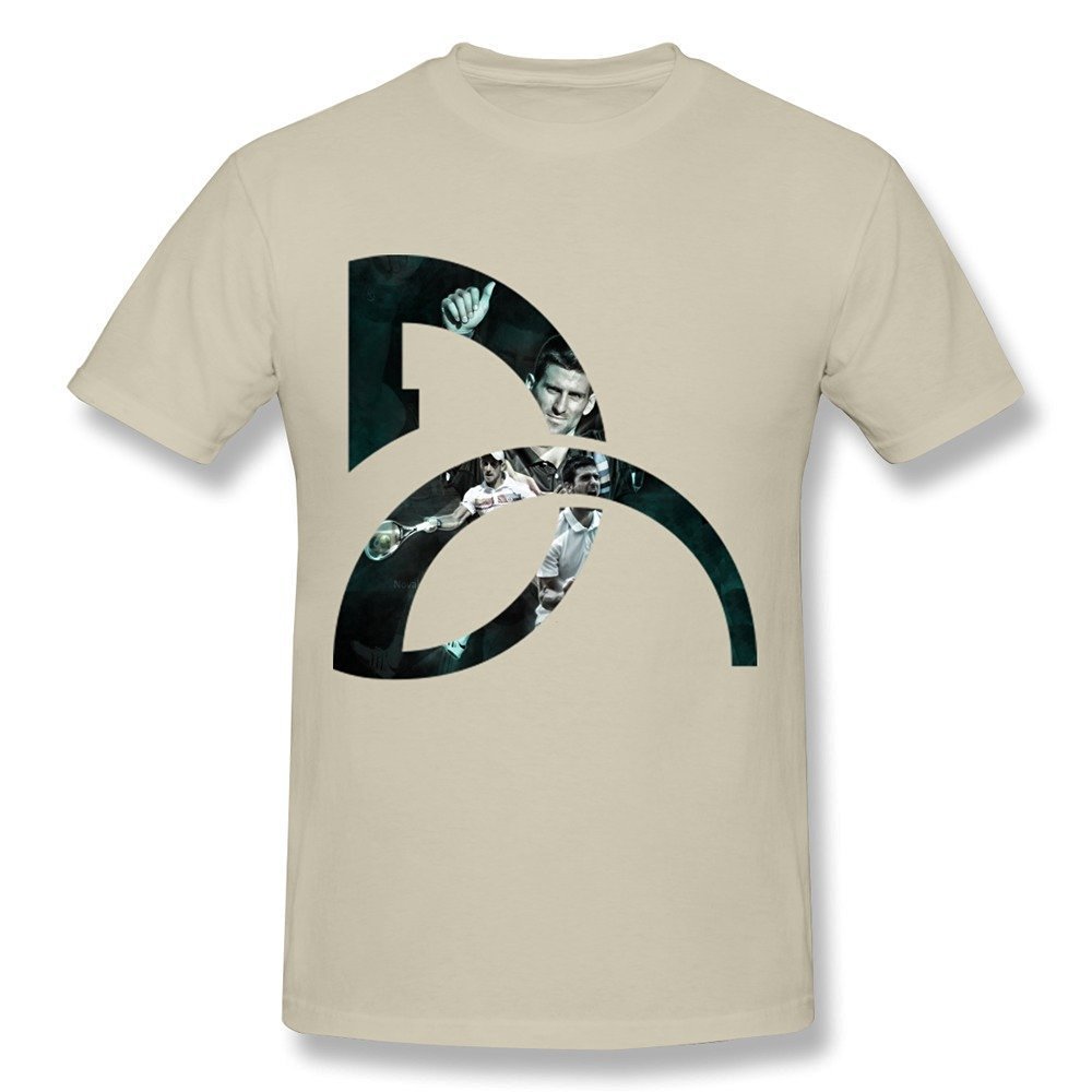 Men's Tee Cool Tennis Player Novak Djokovic Logo Natural Size S