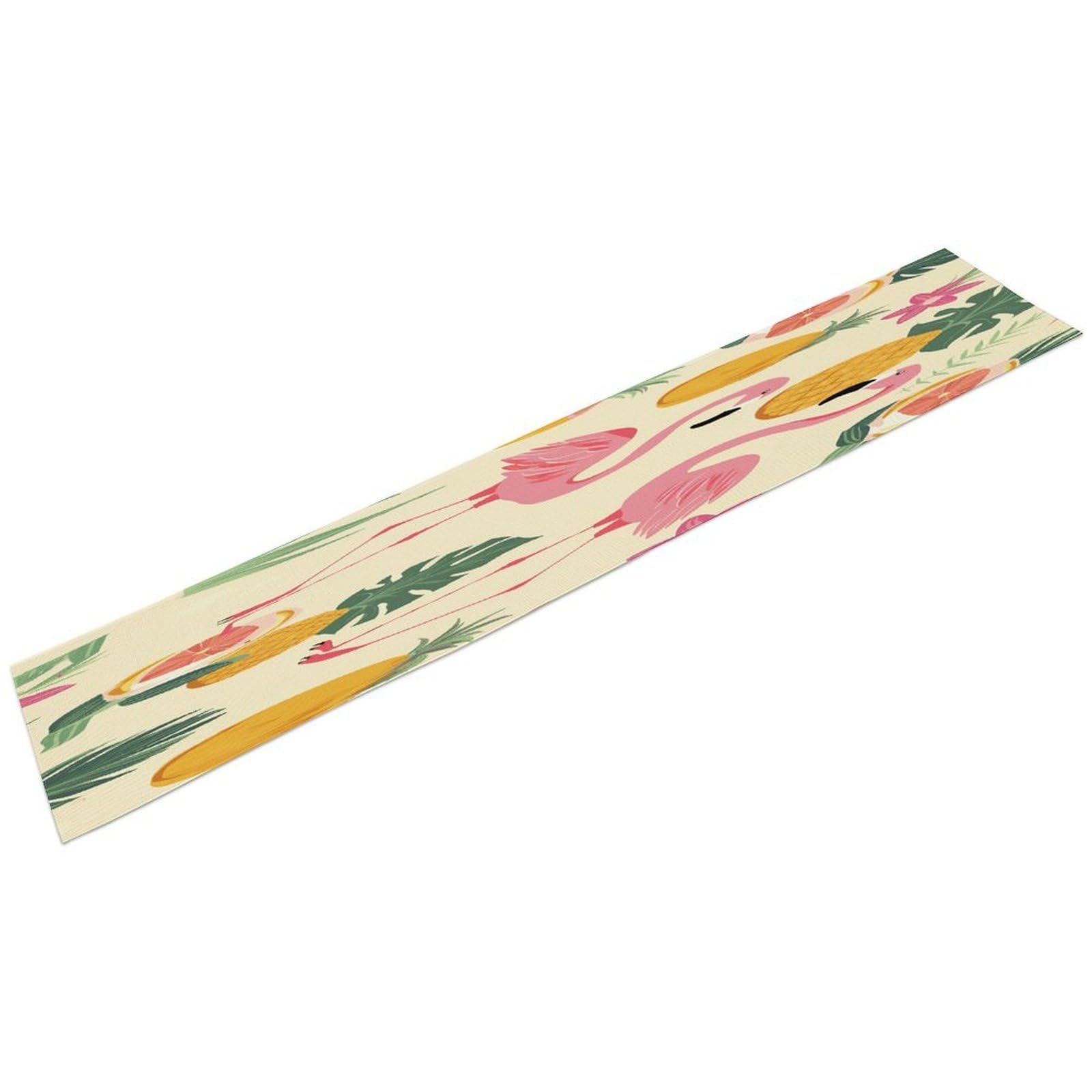 Flamingos and Pineapples Table Runner Personality Patterned Linen Table Runner Wrinkle Resistant Tablemat Country Rustic Farmhouse Tables Runners Kitchen Dining Table Decoration