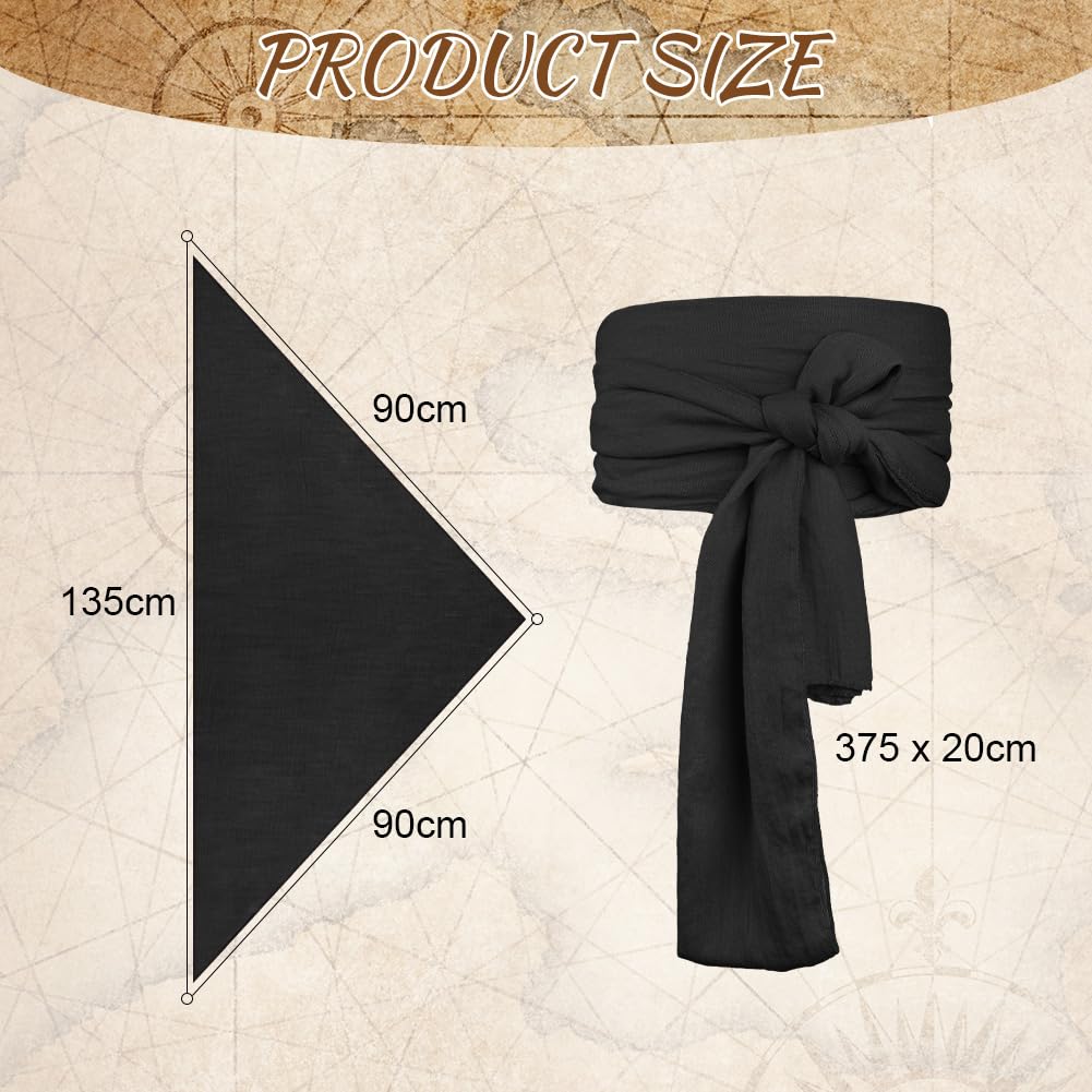 Alaoo Kit Accessori Pirata, Capitano Pirata Costume Accessori, Accessori Costume da Pirata con Cintura Bandana da Pirata, Accessori per Costume da Pirata per Halloween Carnevale Festa