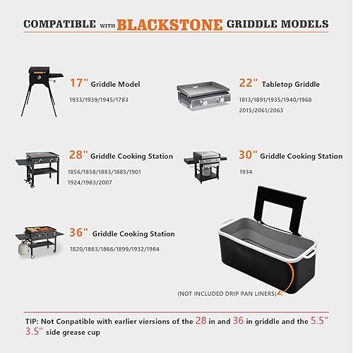 Miniatura 3 de YAOAWE 3 bandejas de goteo de grasa de silicona para Blackstone, forro de silicona reutilizable para taza de grasa trasera, forros de silicona de 8