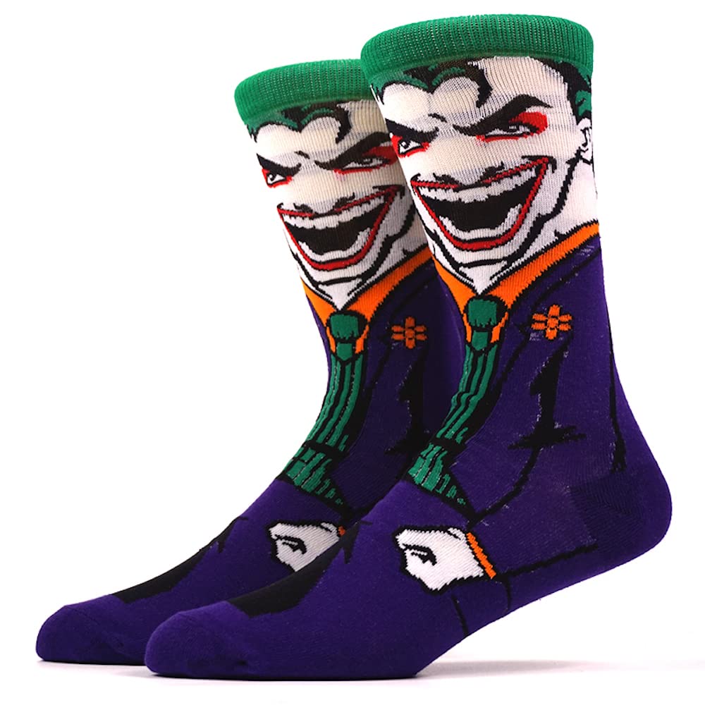 Ezb Men's The Joker Superhero Villain Character Film Crew Socks | Gift Idea For & Wo | Size 5-10 |