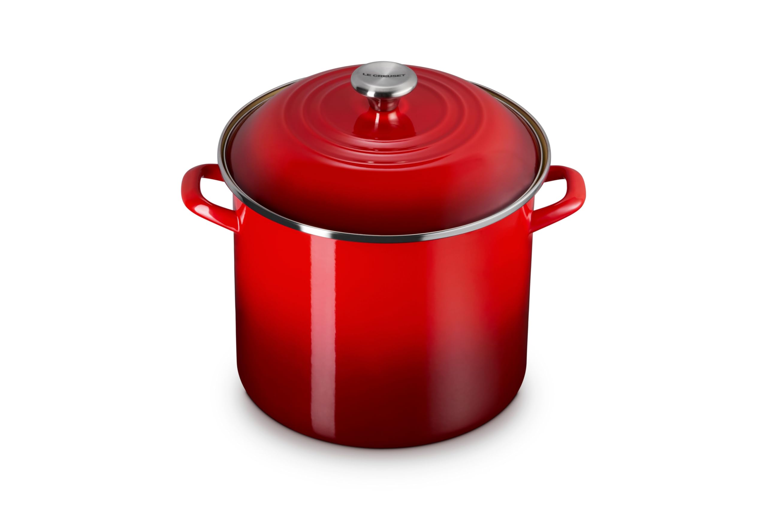 Le Creuset - Traditional Enamel Over Steel Planter, 12 Quart, Cherry with Stainless Steel Knob
