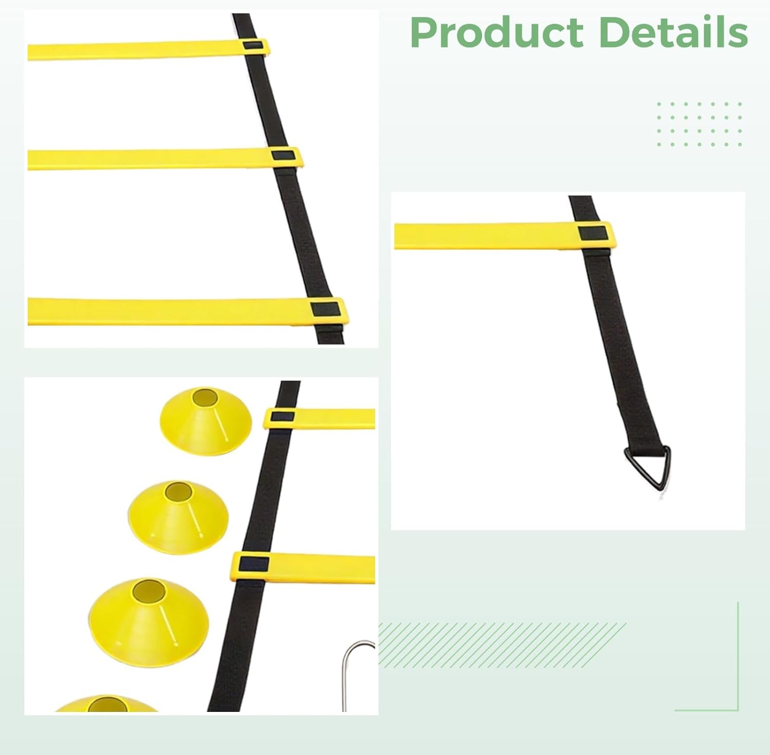 Training Set, Agility Ladder 19.7 Ft (6 Meters) 12 Rungs, 10 Cones with Bag, Soccer Training Equipment, Speed, Coordination, and Agility Drills