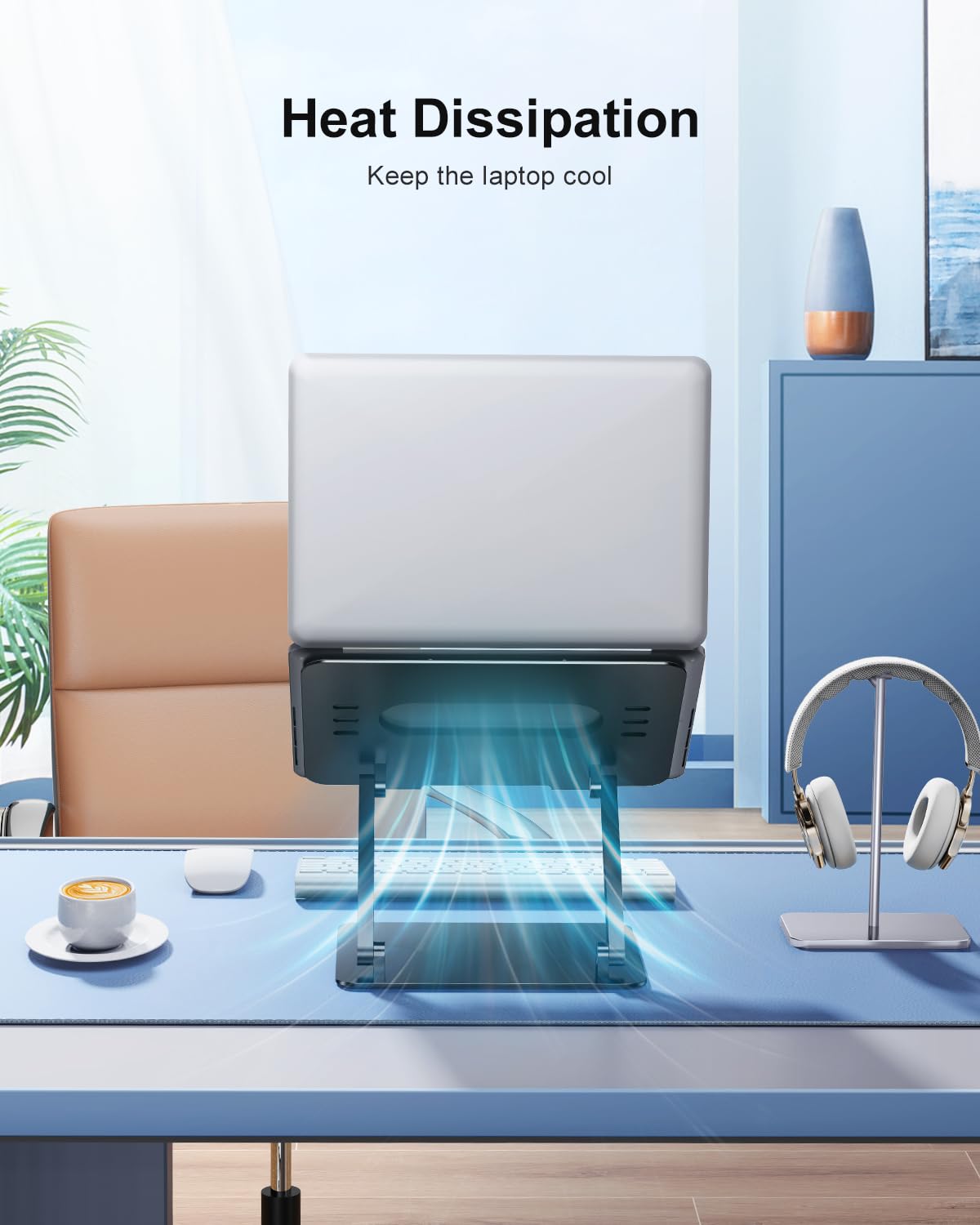 JOIOT Supporto regolabile per computer portatile, ergonomico, in alluminio, per scrivania, portatile, compatibile con laptop e tablet da 10 a 17,3 pollici, nero