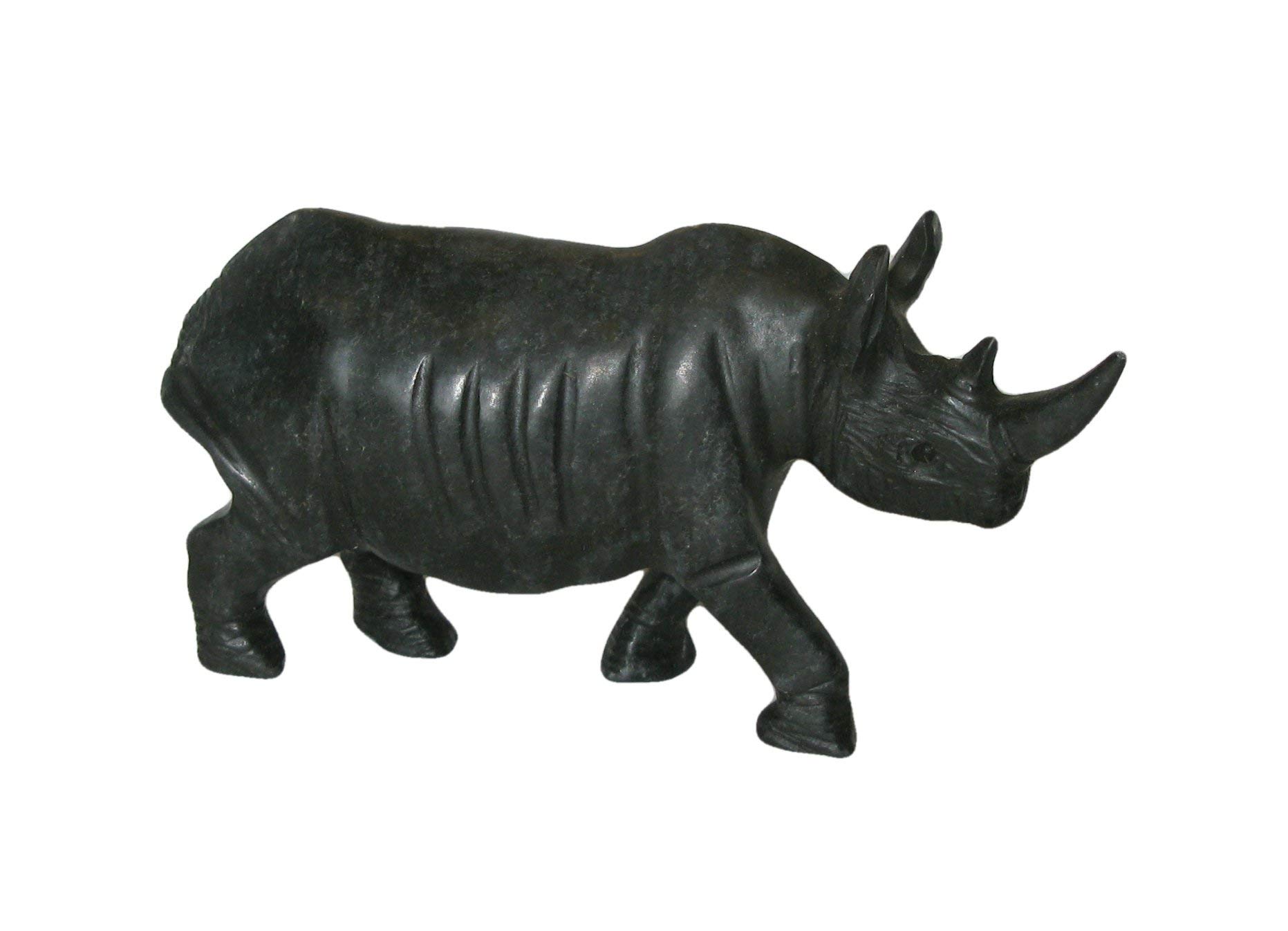 The Friendly Trading Co Black Rhino Sculpture In Serpentine Stone 12 Cm Collectible Shona Sculpture