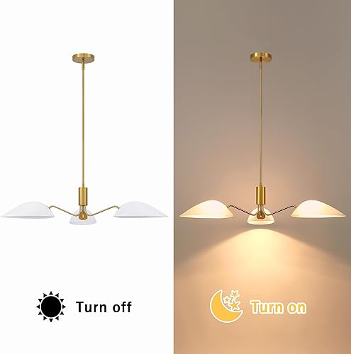 Miniatura 2 de MEXO Sputnik - Candelabros de cristal modernos, lámpara colgante dorada con pantalla de vidrio para comedor, isla de cocina