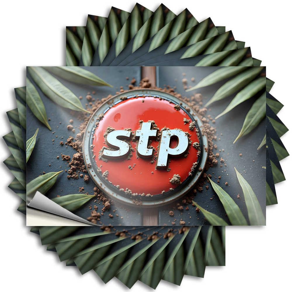 Rustic STP Sign Surrounded By Green Leaves Half Funny Sticker | Door Decor Waterproof Vinyl Hard Fishing Removable Decal Peel Stick(8X12CM)